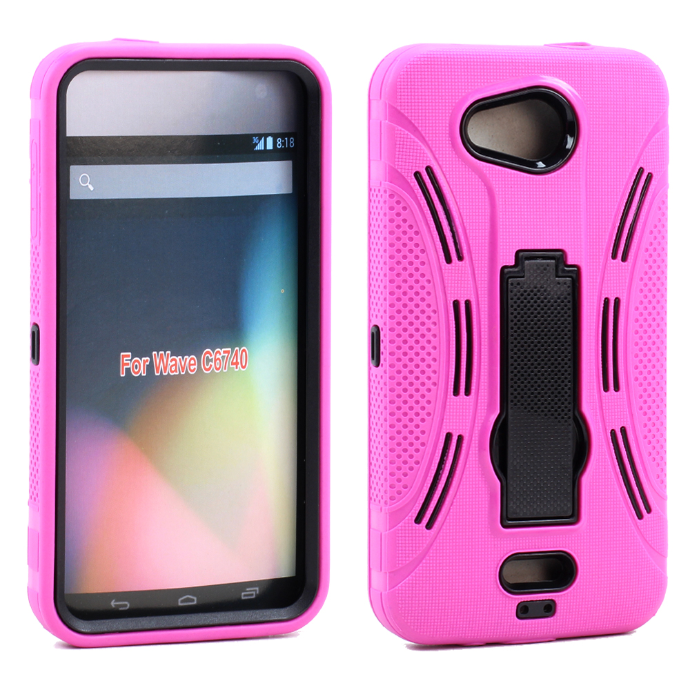 Kyocera Hydro Wave C6740 Armor Hybrid Stand Case (Hot Pink)